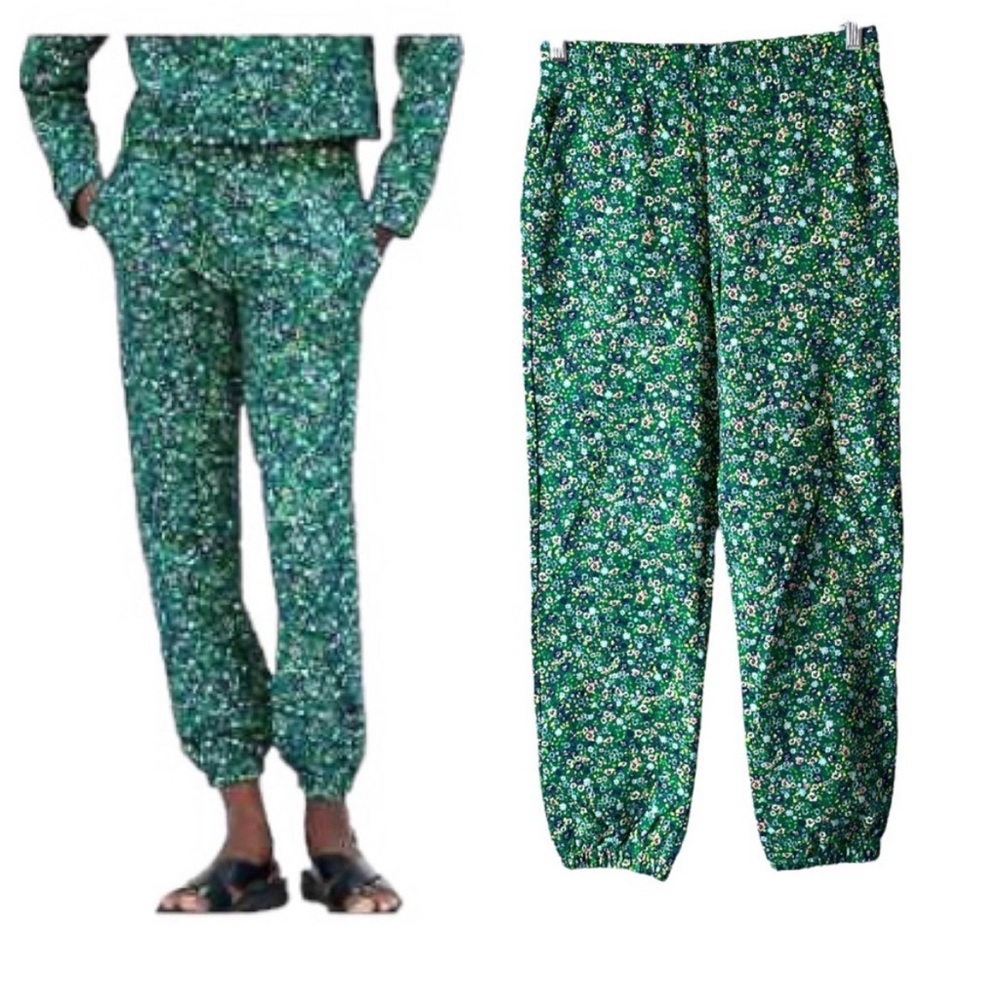 Zara Green Floral Joggers Medium